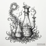An alchemist’s laboratory, bubbling beakers a… — эскиз тату (№1750322793_0, 19.06.2025 08:46) — Tatufoto.com