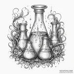 An alchemist’s laboratory, bubbling beakers a… — эскиз тату (№1750322793_1, 19.06.2025 08:46) — Tatufoto.com