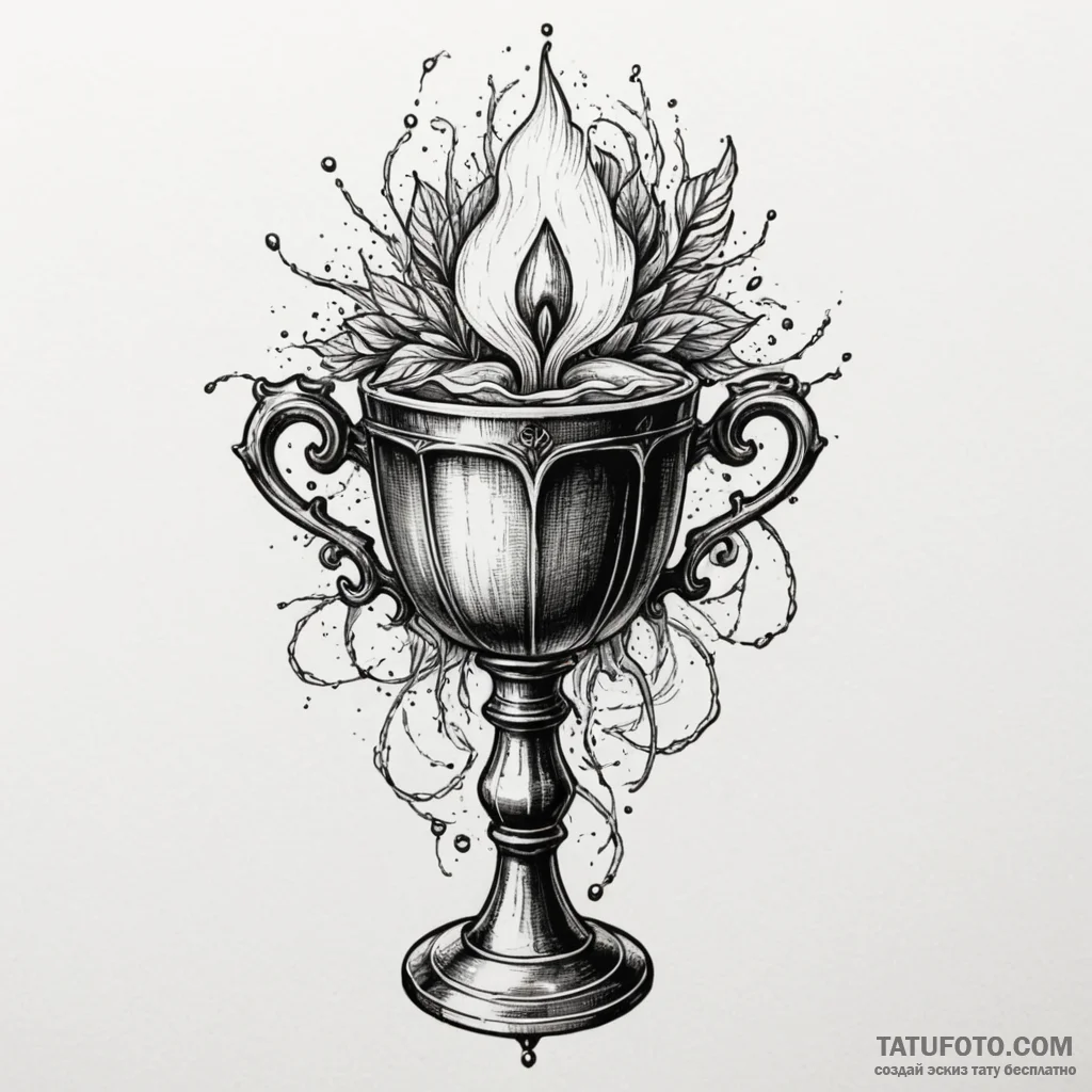 Engraved chalice spilling shadows, concept ar... - эскиз тату (№1750323506_0, 19.06.2025 08:58) — Tatufoto.com