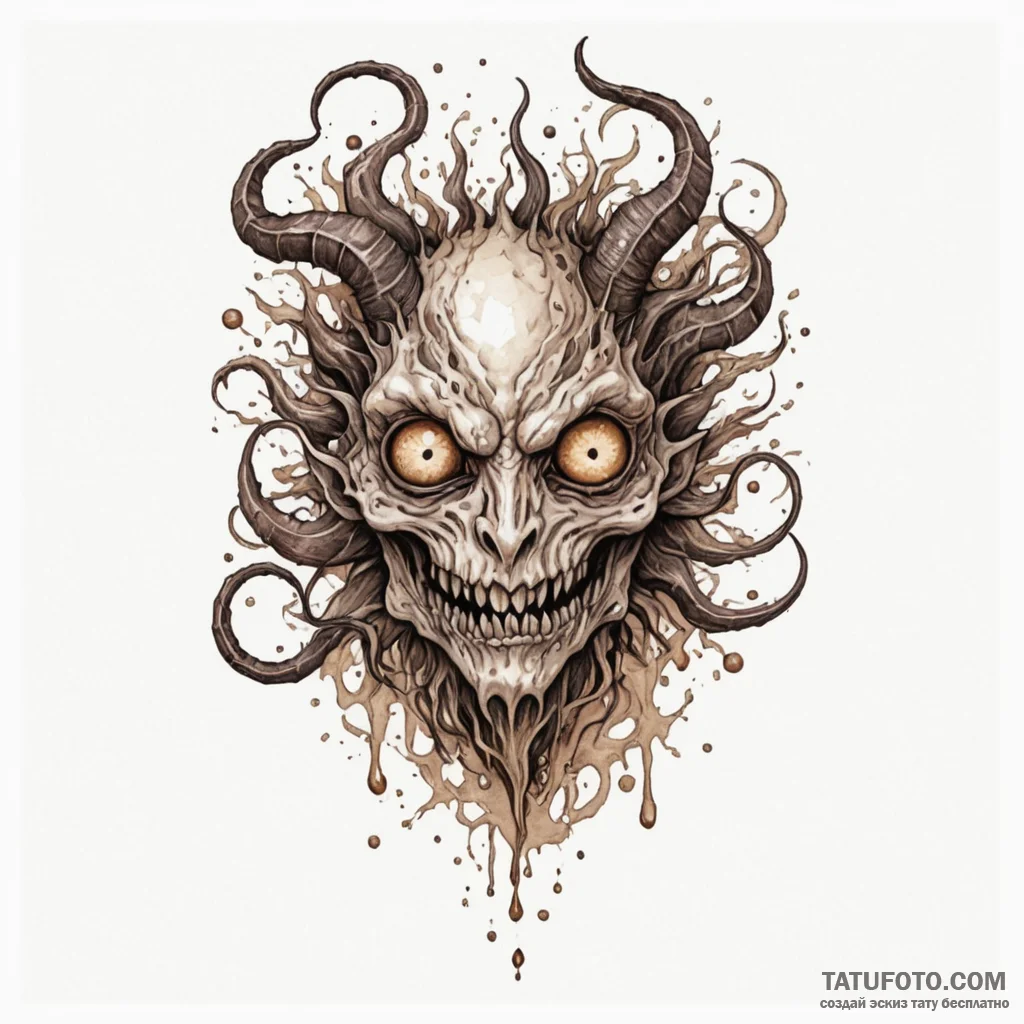 Abyssal creature with multiple eyes, tattoo s... - эскиз тату (№1750323578_0, 19.06.2025 08:59) — Tatufoto.com