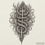 Black root serpent coiling upwards, tattoo fl… — эскиз тату (№1750324364_0, 19.06.2025 09:12) — Tatufoto.com