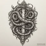 Black root serpent coiling upwards, tattoo fl… — эскиз тату (№1750324364_1, 19.06.2025 09:12) — Tatufoto.com