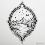 Night sky seen through a keyhole, tattoo flas… — эскиз тату (№1750324436_1, 19.06.2025 09:13) — Tatufoto.com