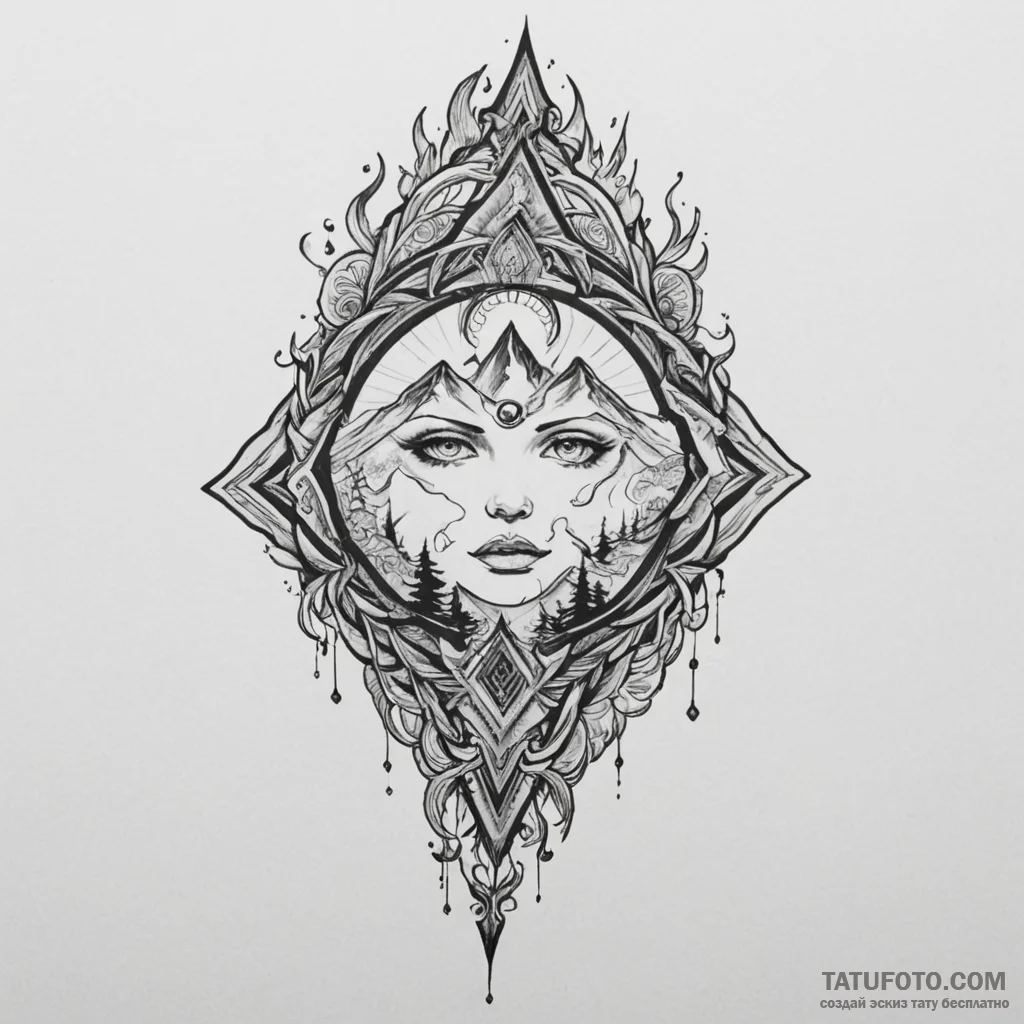 Nether blade beneath burning sky, tattoo draw... - эскиз тату (№1750324507_0, 19.06.2025 09:15) — Tatufoto.com