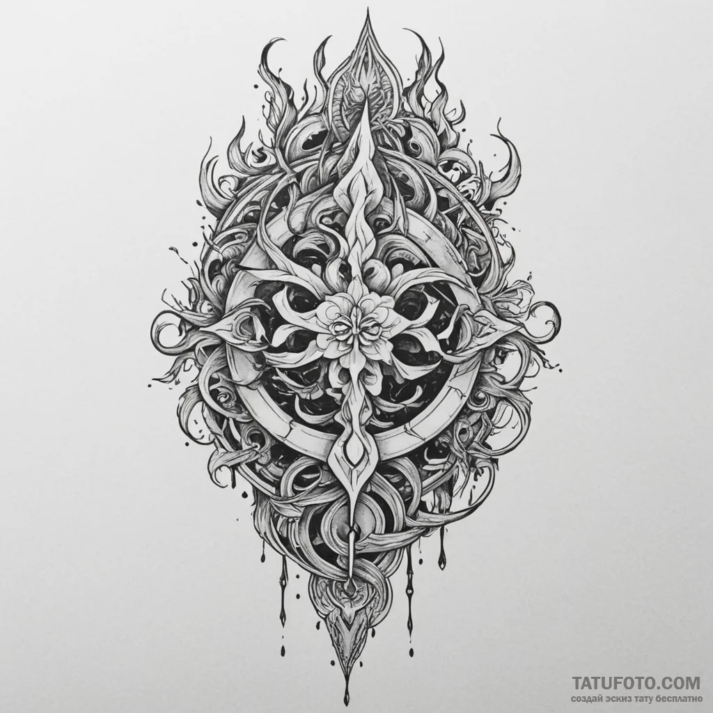 Nether blade beneath burning sky, tattoo draw... - эскиз тату (№1750324507_1, 19.06.2025 09:15) — Tatufoto.com