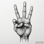 X-ray of a hand giving a peace sign, ink illu… — эскиз тату (№1750326154_0, 19.06.2025 09:42) — Tatufoto.com