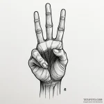 X-ray of a hand giving a peace sign, ink illu… — эскиз тату (№1750326154_1, 19.06.2025 09:42) — Tatufoto.com