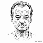 A sketch of bill murray’s face, with a deadpa… — эскиз тату (№1750327103_1, 19.06.2025 09:58) — Tatufoto.com