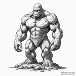 A sketch of a powerful golem made of stone an… — эскиз тату (№1750327245_0, 19.06.2025 10:00) — Tatufoto.com