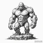 A sketch of a powerful golem made of stone an… — эскиз тату (№1750327245_1, 19.06.2025 10:00) — Tatufoto.com