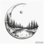 A watercolor sketch of the «moon river» scene… — эскиз тату (№1750328030_1, 19.06.2025 10:13) — Tatufoto.com