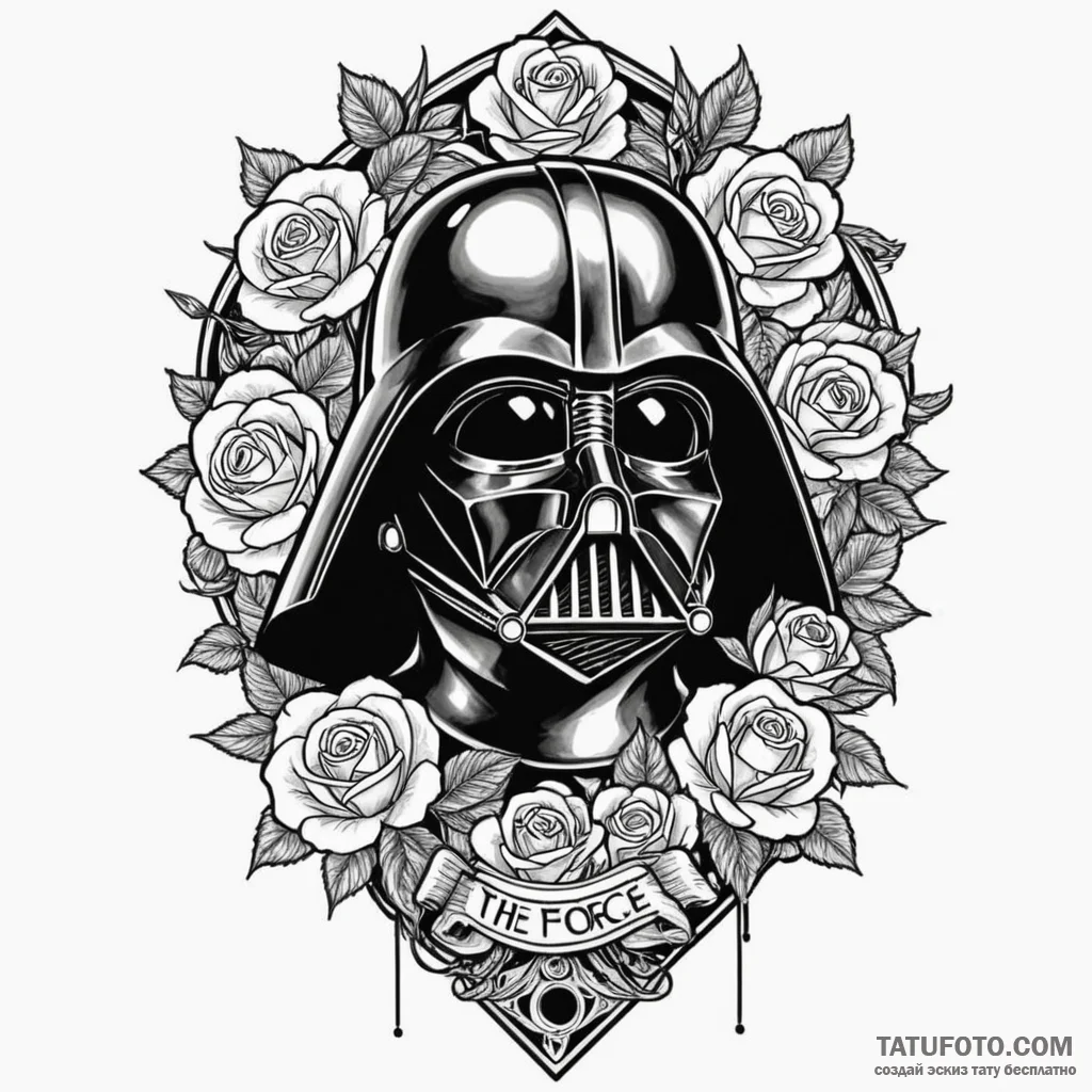 Chicano style tattoo sketch of darth vader's... - эскиз тату (№1750328875_0, 19.06.2025 10:27) — Tatufoto.com