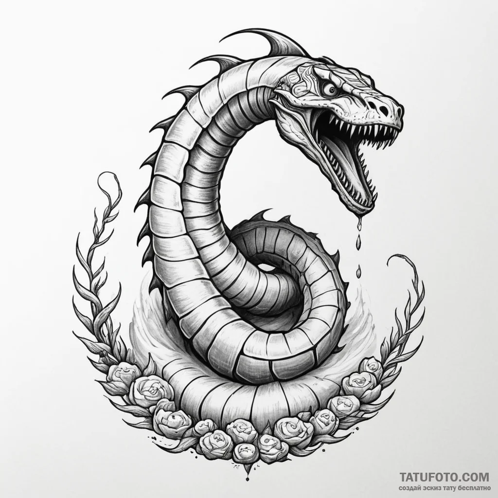 Neo-traditional tattoo design of a sandworm (... - эскиз тату (№1750329087_0, 19.06.2025 10:31) — Tatufoto.com