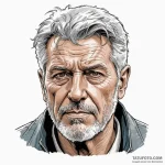 Graphic novel style portrait of a grizzled, o… — эскиз тату (№1750330646_0, 19.06.2025 10:57) — Tatufoto.com