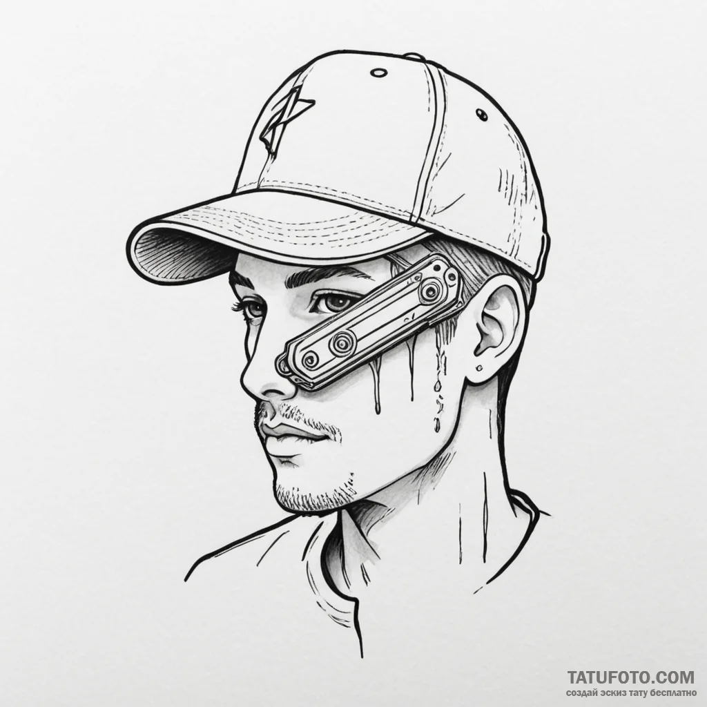 A linework tattoo of a razor blade hidden in... - эскиз тату (№1750331781_0, 19.06.2025 11:16) — Tatufoto.com