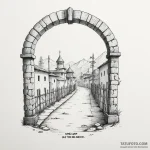 A minimalist tattoo of the «one way out!» cha… — эскиз тату (№1750332702_1, 19.06.2025 11:31) — Tatufoto.com