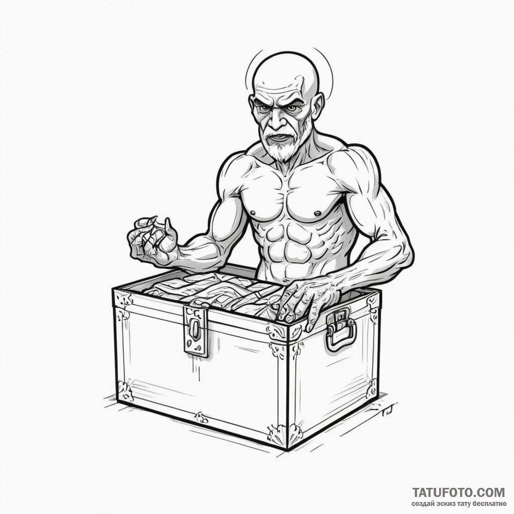 Linework tattoo of the gom jabbar and the box... - эскиз тату (№1750333336_0, 19.06.2025 11:42) — Tatufoto.com