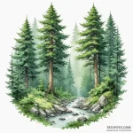 A watercolor sketch of the beautiful forest l… — эскиз тату (№1750334184_0, 19.06.2025 11:56) — Tatufoto.com