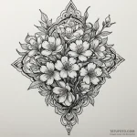 цветок сакуры — орнаментал, цветная яркая — эскиз тату (№1750338180_1, 19.06.2025 13:03) — Tatufoto.com