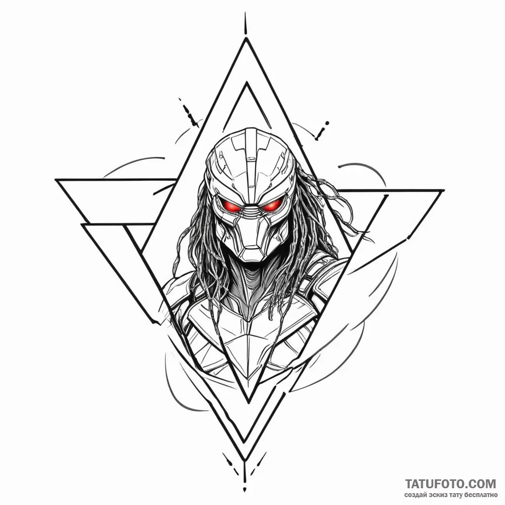 118. a linework design of the predator's tria... - эскиз тату (№1750340590_0, 19.06.2025 13:43) — Tatufoto.com