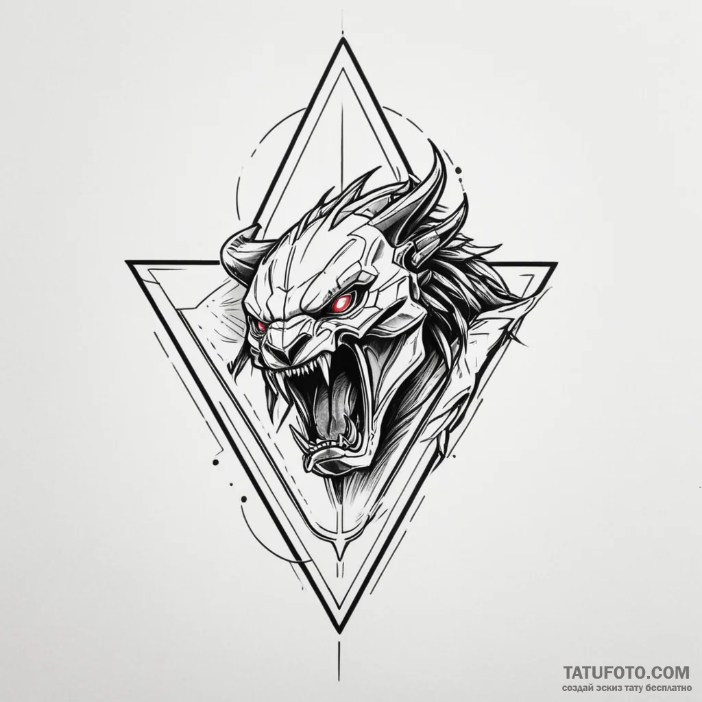 118. a linework design of the predator's tria... - эскиз тату (№1750340590_1, 19.06.2025 13:43) — Tatufoto.com