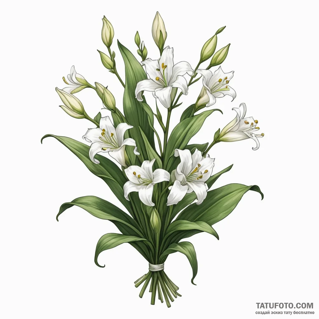 Lilies of the valley - эскиз тату (№1750342024_1, 19.06.2025 14:07) — Tatufoto.com