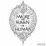 A linework tattoo of the phrase «more human t… — эскиз тату (№1750342167_1, 19.06.2025 14:09) — Tatufoto.com