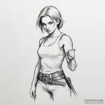 A sketch of the «final girl» trope, a determi… — эскиз тату (№1750342955_0, 19.06.2025 14:22) — Tatufoto.com