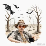 A watercolor sketch of the «bat country» scen… — эскиз тату (№1750343025_0, 19.06.2025 14:23) — Tatufoto.com