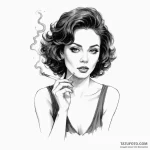 A sketch of marla singer, with her cigarette… — эскиз тату (№1750343382_0, 19.06.2025 14:29) — Tatufoto.com