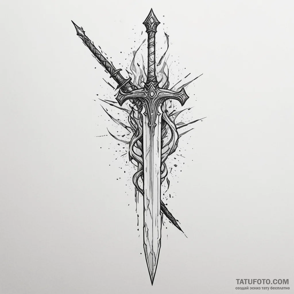 Linework tattoo of the sword narsil, shattere... - эскиз тату (№1750343525_0, 19.06.2025 14:32) — Tatufoto.com