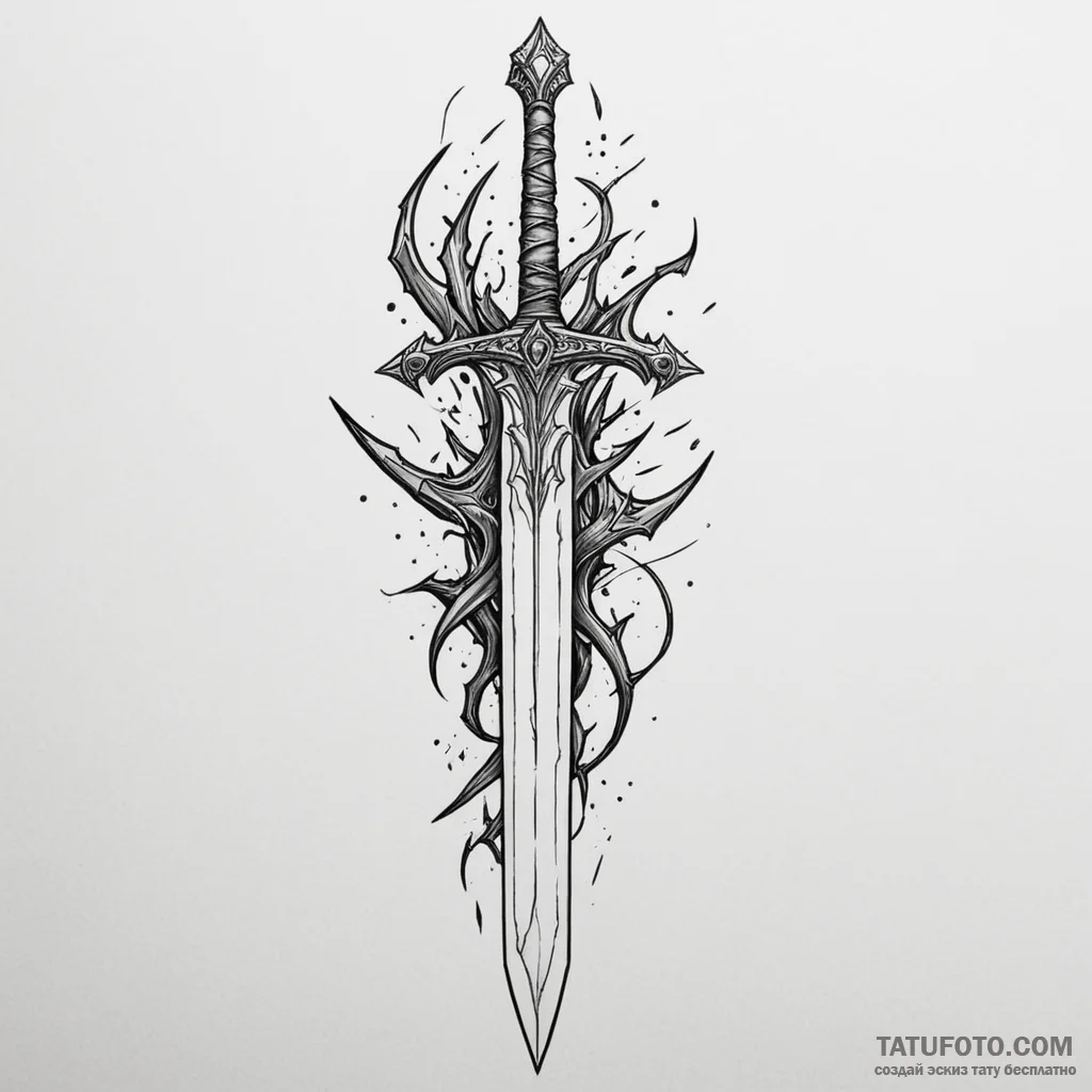 Linework tattoo of the sword narsil, shattere... - эскиз тату (№1750343525_1, 19.06.2025 14:32) — Tatufoto.com
