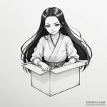 A sketch of nezuko in her box, — эскиз тату (№1750343595_0, 19.06.2025 14:33) — Tatufoto.com
