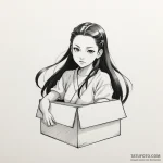 A sketch of nezuko in her box, — эскиз тату (№1750343595_1, 19.06.2025 14:33) — Tatufoto.com