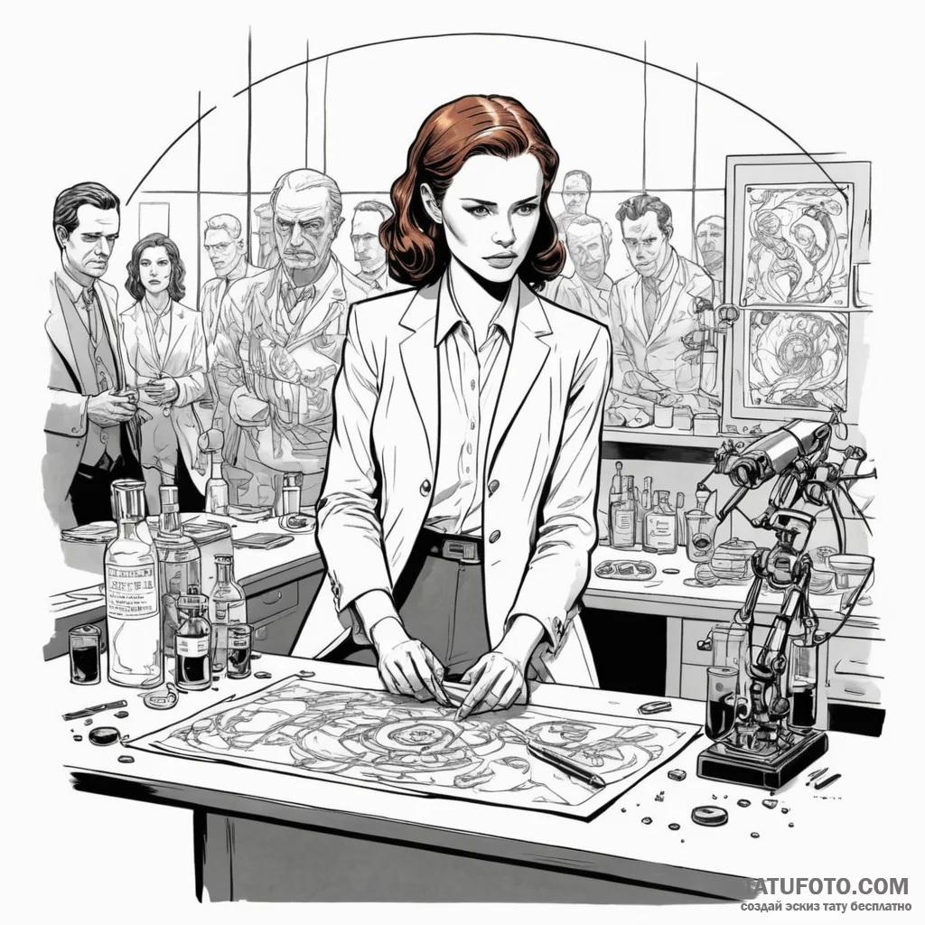 A graphic novel panel of a host being created... - эскиз тату (№1750345135_0, 19.06.2025 14:58) — Tatufoto.com