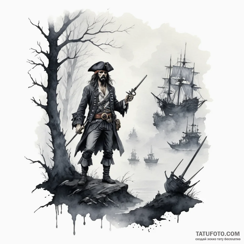 A watercolor sketch of the mysterious fog fro... - эскиз тату (№1750345281_0, 19.06.2025 15:01) — Tatufoto.com