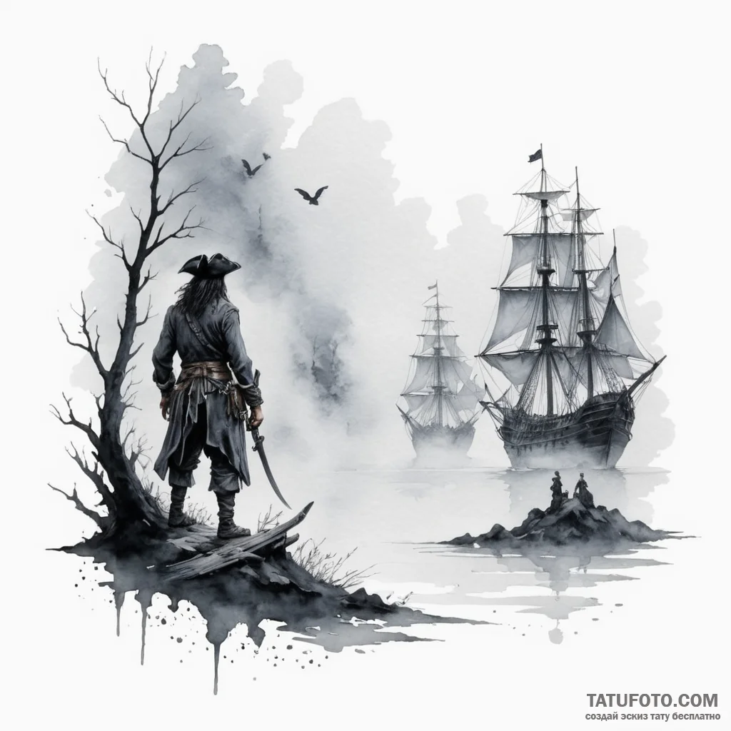 A watercolor sketch of the mysterious fog fro... - эскиз тату (№1750345281_1, 19.06.2025 15:01) — Tatufoto.com