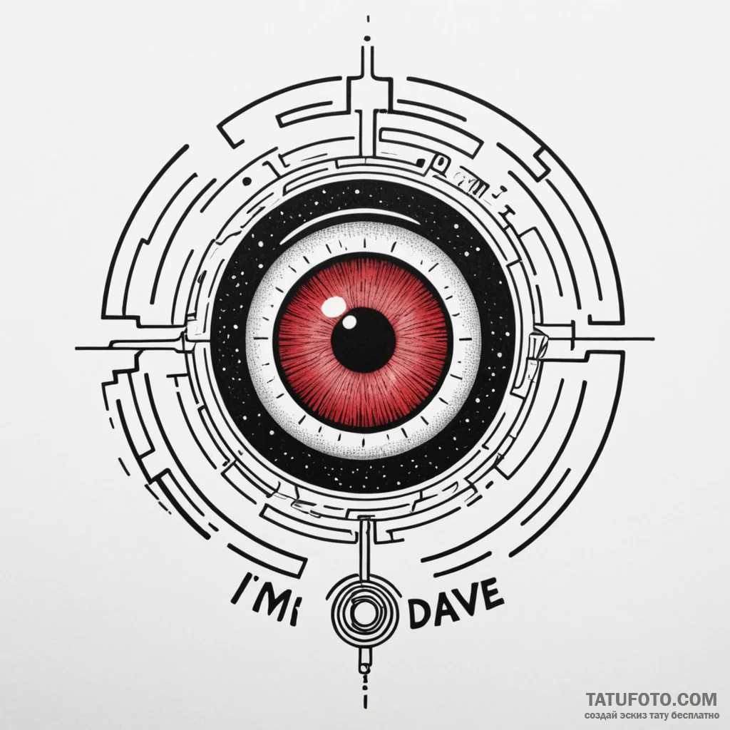 A dotwork tattoo of hal 9000's red eye, with... - эскиз тату (№1750345427_0, 19.06.2025 15:03) — Tatufoto.com