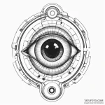 A dotwork tattoo of hal 9000’s red eye, with… — эскиз тату (№1750345427_1, 19.06.2025 15:03) — Tatufoto.com