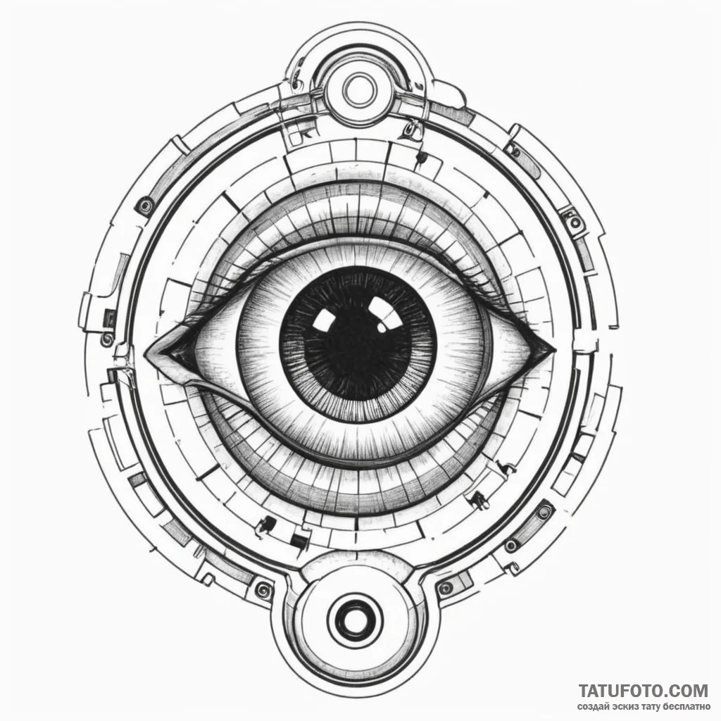 A dotwork tattoo of hal 9000's red eye, with... - эскиз тату (№1750345427_1, 19.06.2025 15:03) — Tatufoto.com