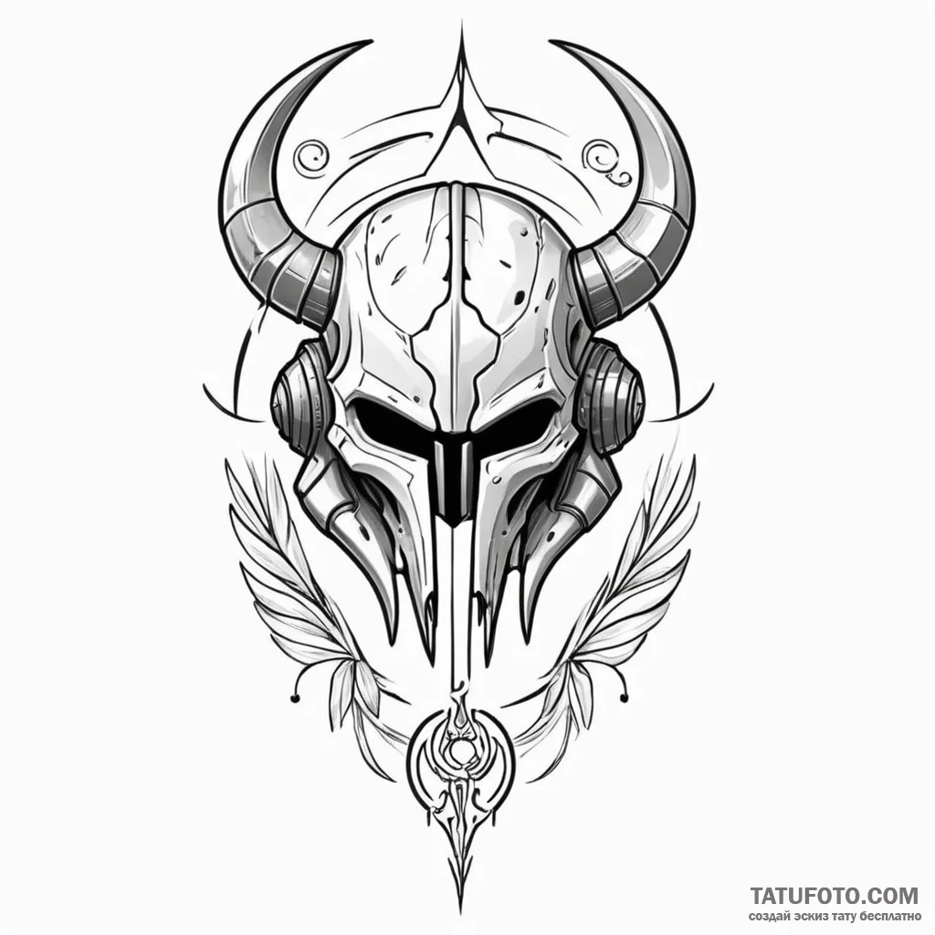 Neo-traditional design of the mythosaur skull... - эскиз тату (№1750346456_0, 19.06.2025 15:20) — Tatufoto.com