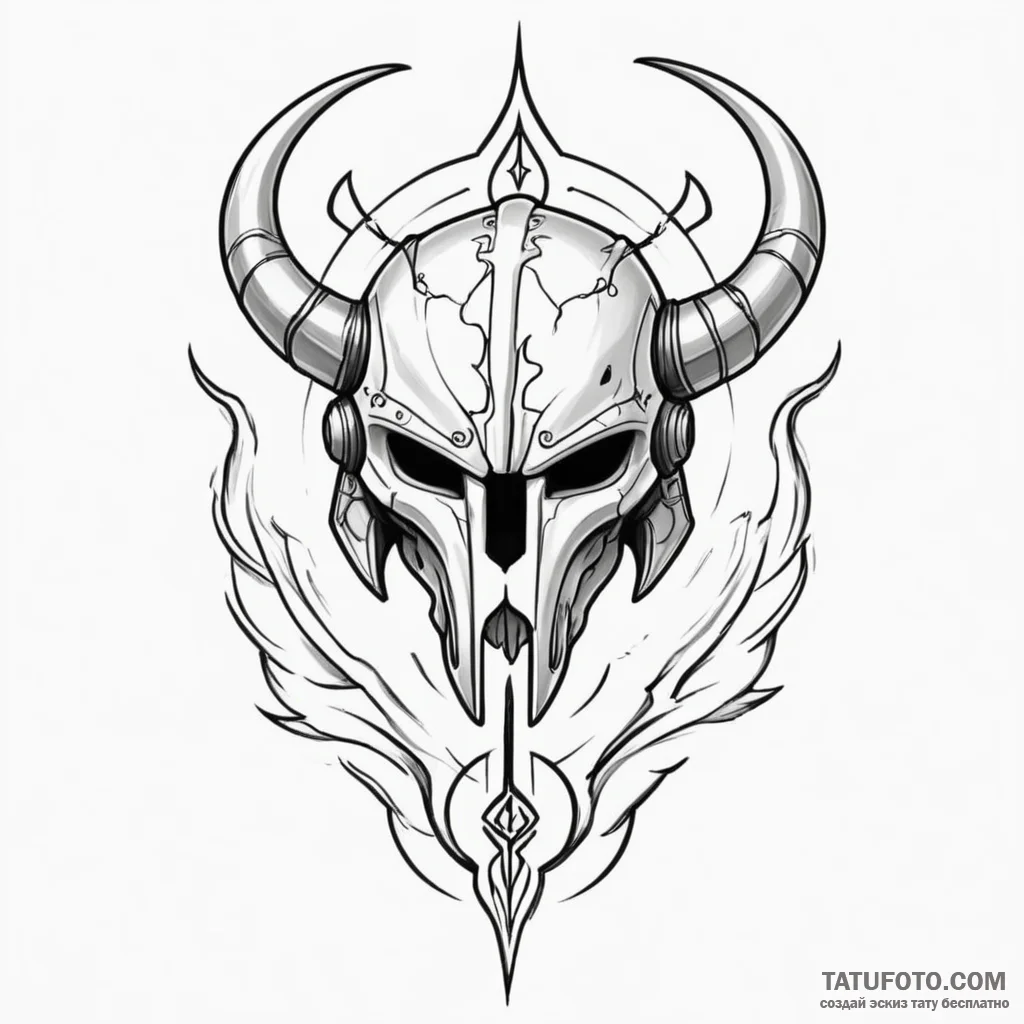 Neo-traditional design of the mythosaur skull... - эскиз тату (№1750346456_1, 19.06.2025 15:20) — Tatufoto.com