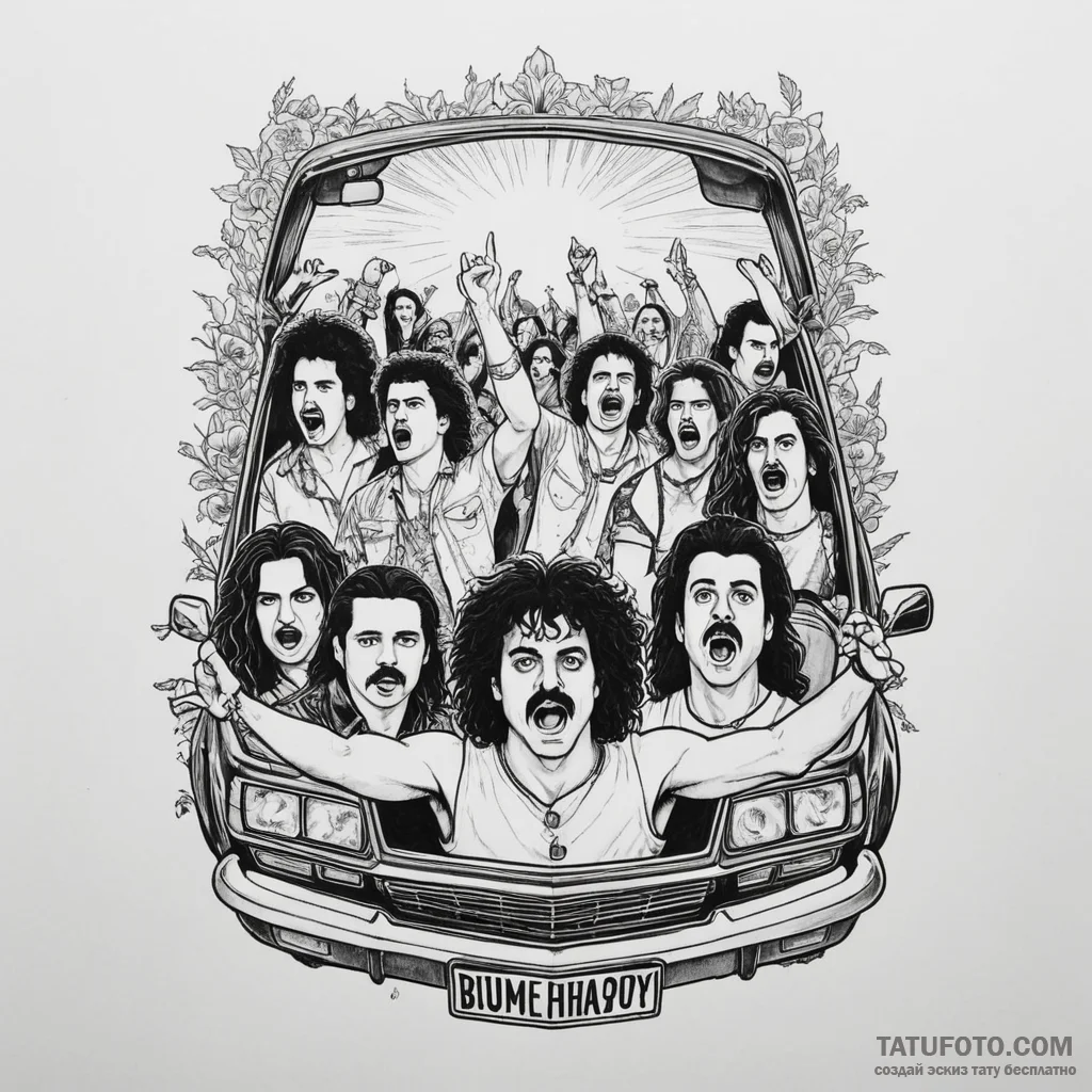 A linework tattoo of the "bohemian rhapsody"... - эскиз тату (№1750346686_0, 19.06.2025 15:24) — Tatufoto.com