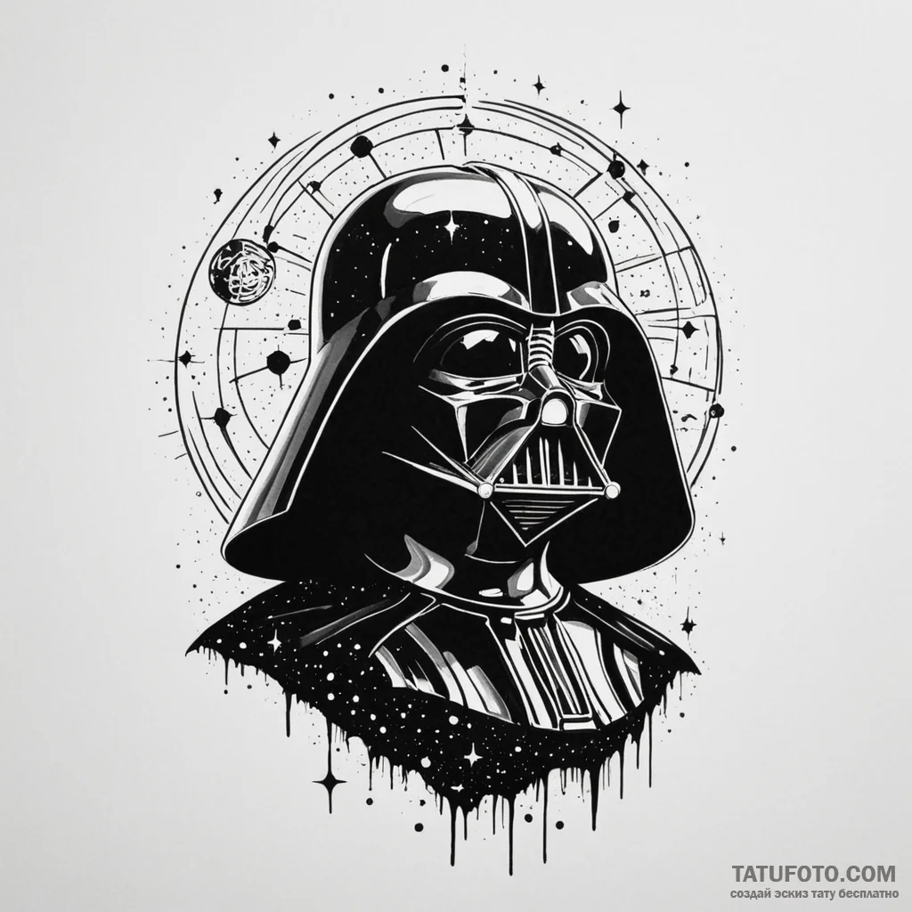 Linework tattoo design of darth vader's silho... - эскиз тату (№1750346759_1, 19.06.2025 15:25) — Tatufoto.com
