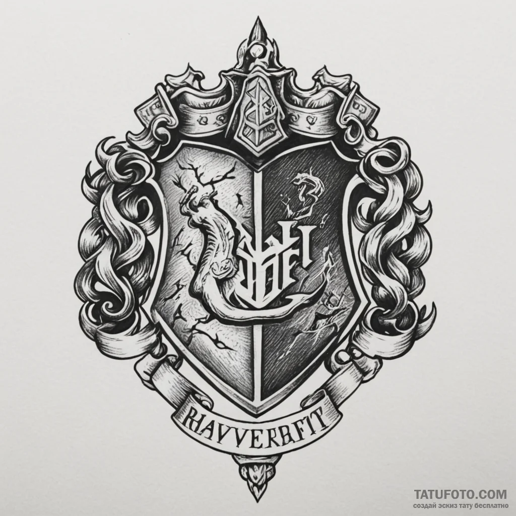 A flash sheet of the four hogwarts house cres... - эскиз тату (№1750346834_1, 19.06.2025 15:27) — Tatufoto.com
