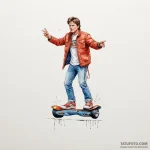 A watercolor sketch of marty mcfly on the hov… — эскиз тату (№1750347206_0, 19.06.2025 15:33) — Tatufoto.com