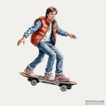 A watercolor sketch of marty mcfly on the hov… — эскиз тату (№1750347206_1, 19.06.2025 15:33) — Tatufoto.com