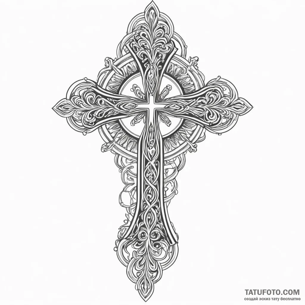 Orthodox cross - эскиз тату (№1750350494_0, 19.06.2025 16:28) — Tatufoto.com