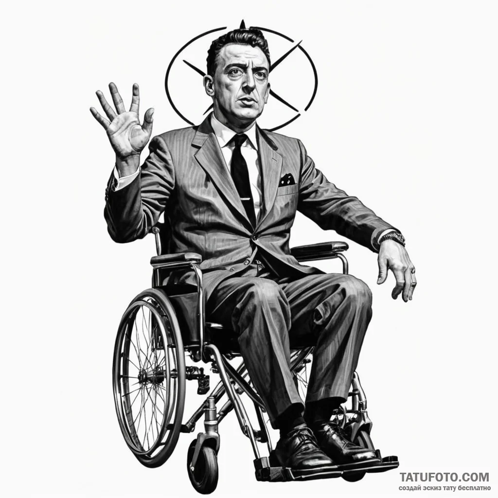 A trash polka portrait of dr. strangelove, in... - эскиз тату (№1750350876_1, 19.06.2025 16:34) — Tatufoto.com