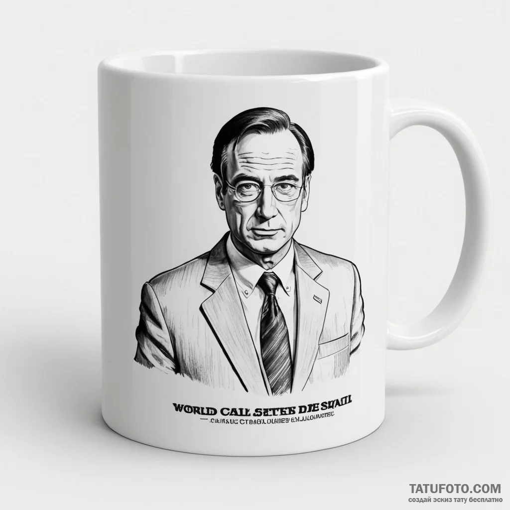 A sketch of the "world's 2nd best lawyer" mug... - эскиз тату (№1750350950_0, 19.06.2025 16:35) — Tatufoto.com